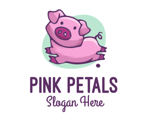 Cute Pink Pig logo design