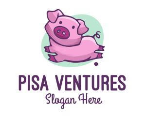 Cute Pink Pig logo design