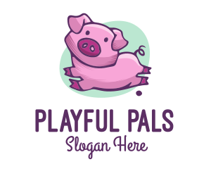 Cute Pink Pig logo design