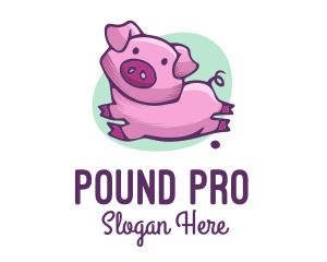 Cute Pink Pig logo design