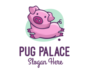 Cute Pink Pig logo design