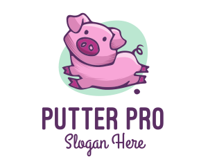 Cute Pink Pig logo design