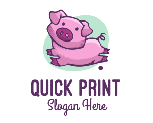 Cute Pink Pig logo design