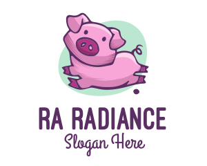 Cute Pink Pig logo design