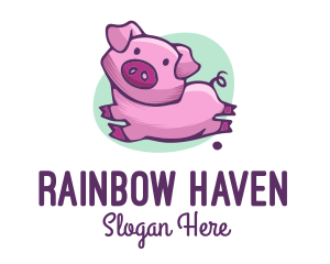 Cute Pink Pig logo design