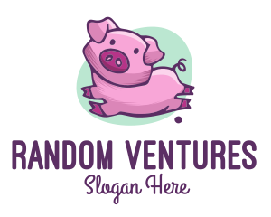 Cute Pink Pig logo design