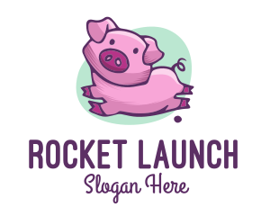 Cute Pink Pig logo design