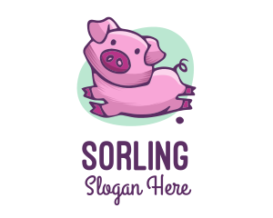 Cute Pink Pig logo design