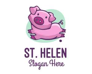 Cute Pink Pig logo design