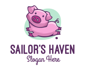 Cute Pink Pig logo design