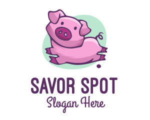 Cute Pink Pig logo design