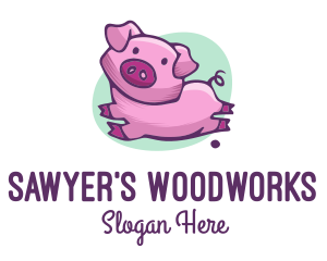 Cute Pink Pig logo design