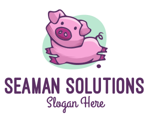 Cute Pink Pig logo design