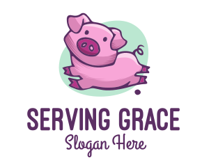 Cute Pink Pig logo design