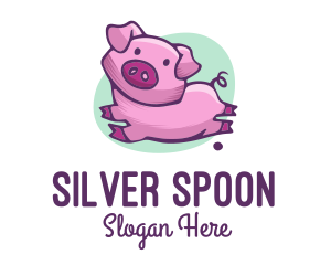 Cute Pink Pig logo design