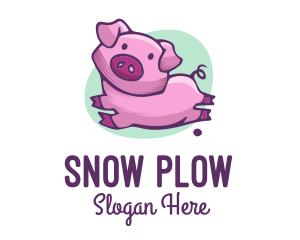 Cute Pink Pig logo design