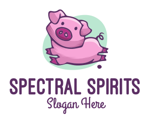 Cute Pink Pig logo design