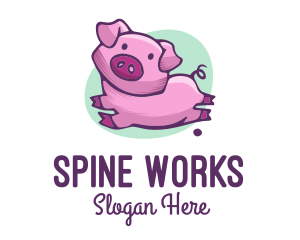 Cute Pink Pig logo design