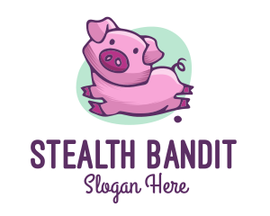 Cute Pink Pig logo design