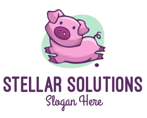 Cute Pink Pig logo design