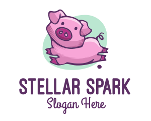 Cute Pink Pig logo design