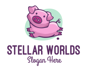 Cute Pink Pig logo design