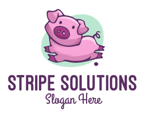 Cute Pink Pig logo design