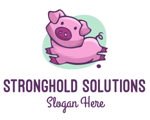 Cute Pink Pig logo design