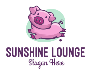 Cute Pink Pig logo design