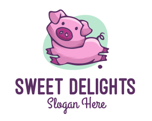 Cute Pink Pig logo design