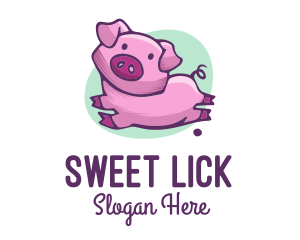 Cute Pink Pig logo design