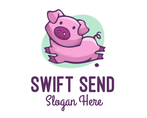 Cute Pink Pig logo design