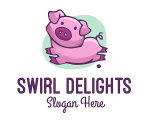 Cute Pink Pig logo design