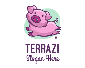 Cute Pink Pig logo design