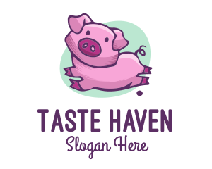 Cute Pink Pig logo design