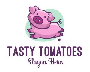 Cute Pink Pig logo design