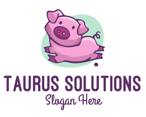 Cute Pink Pig logo design