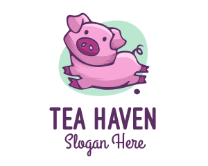 Cute Pink Pig logo design