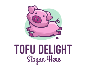 Cute Pink Pig logo design