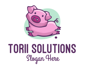 Cute Pink Pig logo design