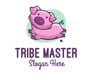 Cute Pink Pig logo design