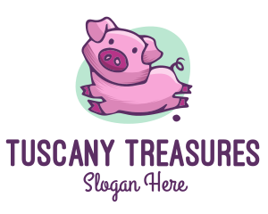 Cute Pink Pig logo design