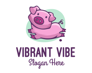 Cute Pink Pig logo design