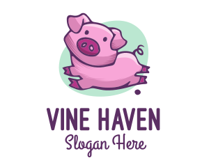 Cute Pink Pig logo design