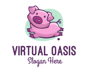 Cute Pink Pig logo design