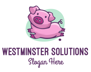 Cute Pink Pig logo design