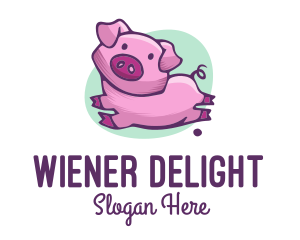 Cute Pink Pig logo design