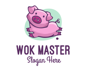 Cute Pink Pig logo design