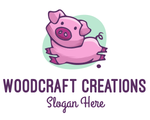 Cute Pink Pig logo design