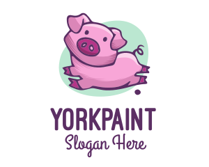 Cute Pink Pig logo design